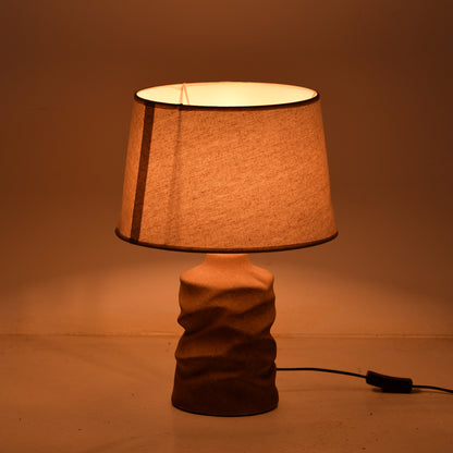 Wabbi Inart E27 ceramic table lamp in grey antique-beige shade D28x41cm
