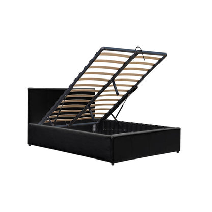 Dellia bed with storage space pu black 120x200cm
