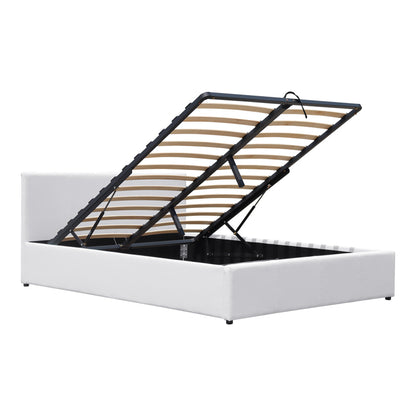 Dellia bed with storage space pu white 120x200cm