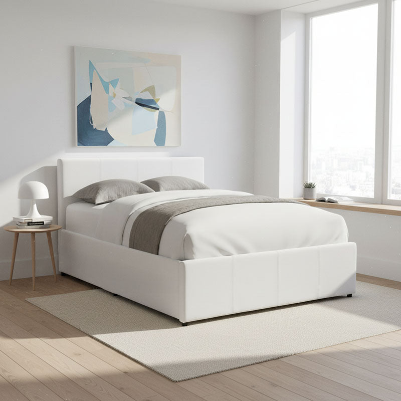 Dellia bed with storage space pu white 120x200cm