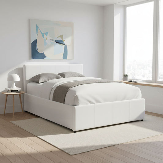 Dellia bed with storage space pu white 120x200cm