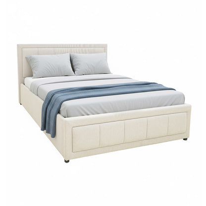 Huga bed with storage space, beige fabric 120x200cm