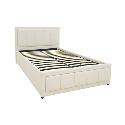 Huga bed with storage space, beige fabric 120x200cm