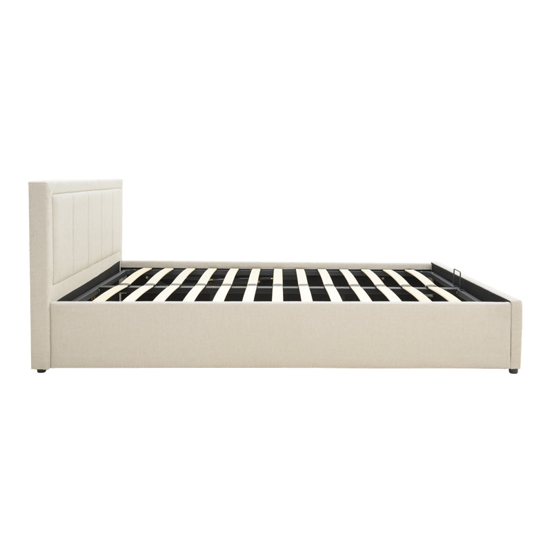 Huga bed with storage space, beige fabric 120x200cm