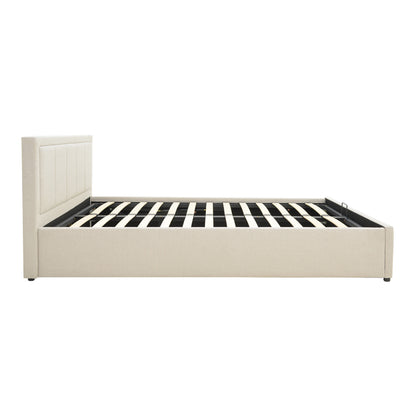 Huga bed with storage space, beige fabric 120x200cm