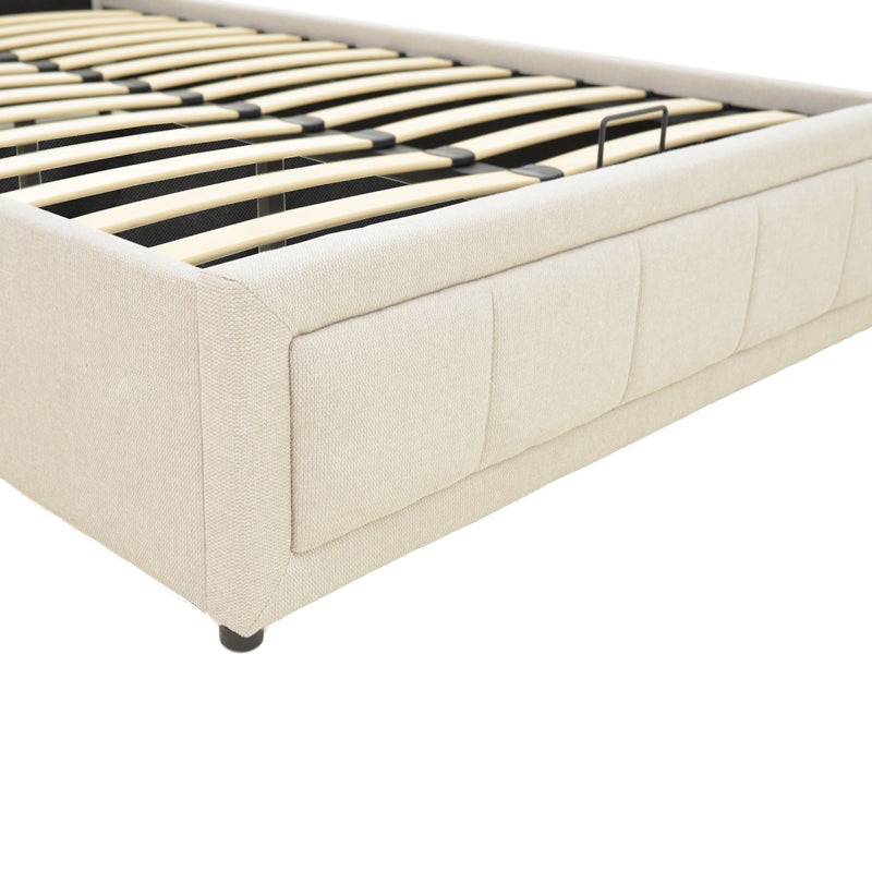 Huga bed with storage space, beige fabric 120x200cm