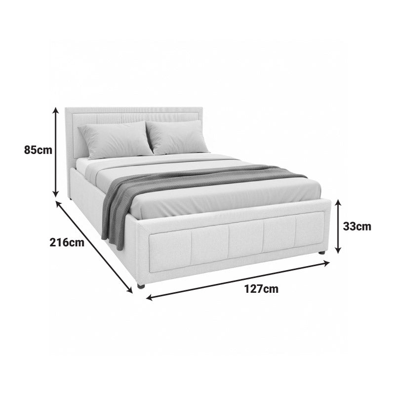 Huga bed with storage space, beige fabric 120x200cm