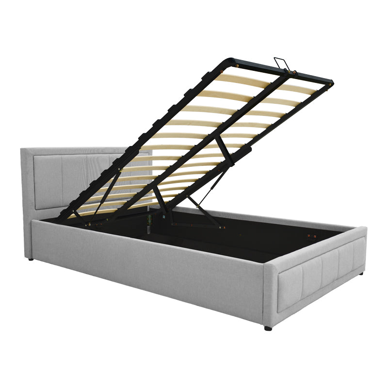 Huga bed with storage space, grey fabric 120x200cm
