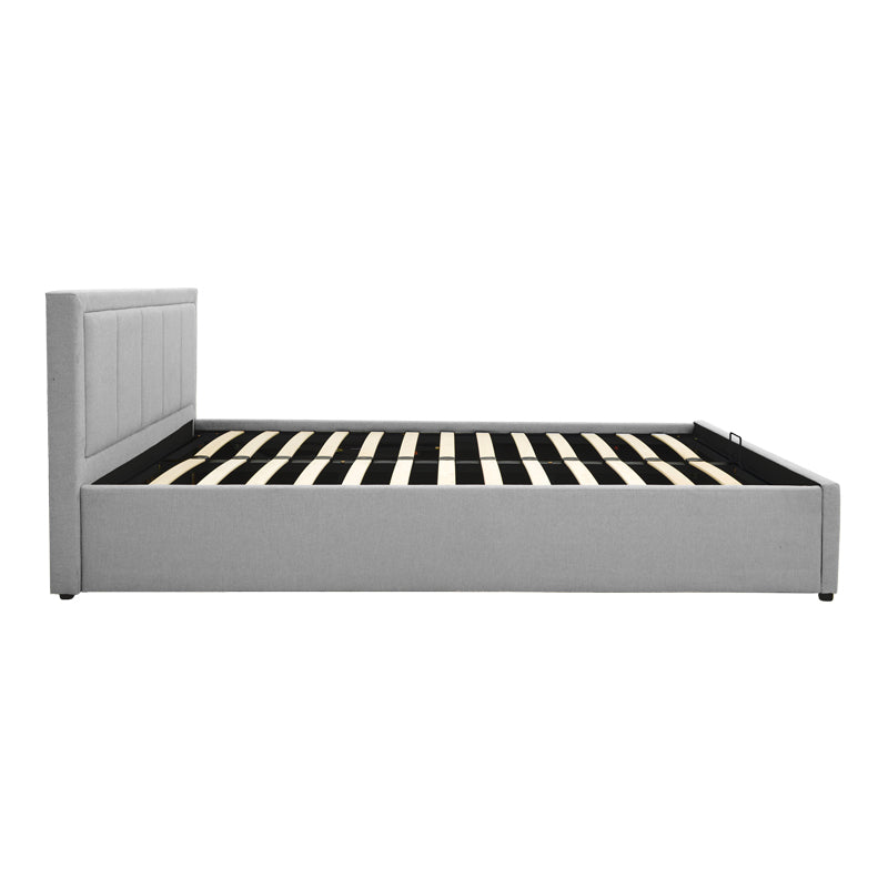 Huga bed with storage space, grey fabric 120x200cm