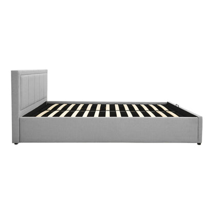 Huga bed with storage space, grey fabric 120x200cm