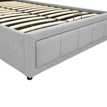 Huga bed with storage space, grey fabric 120x200cm
