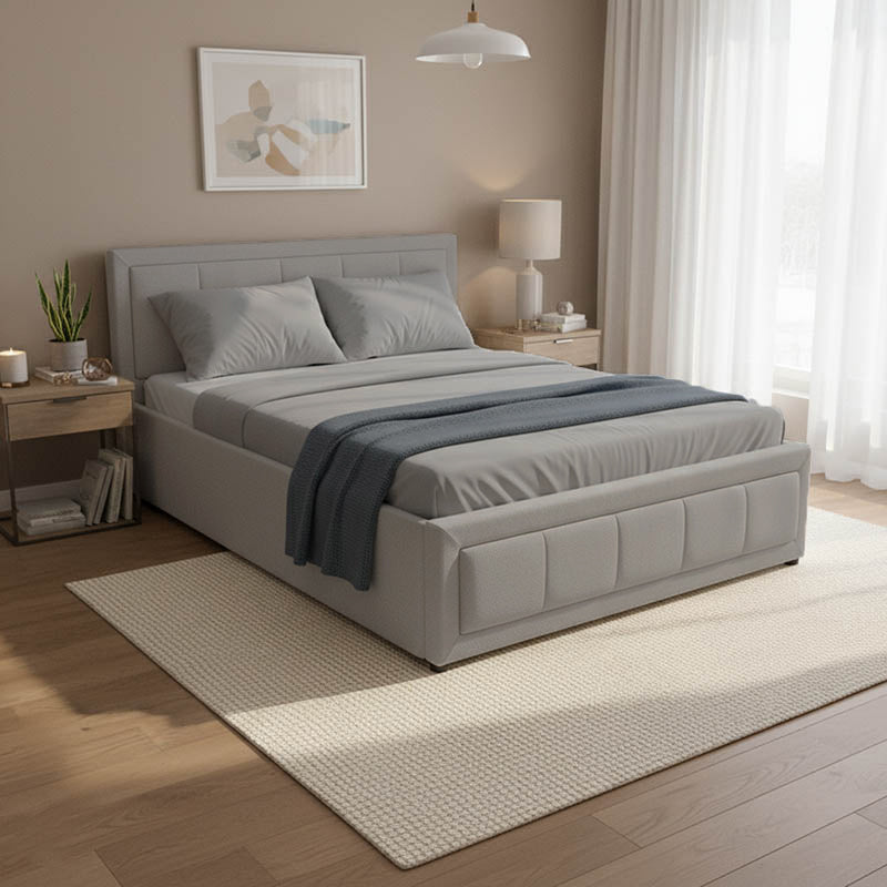 Huga bed with storage space, grey fabric 120x200cm