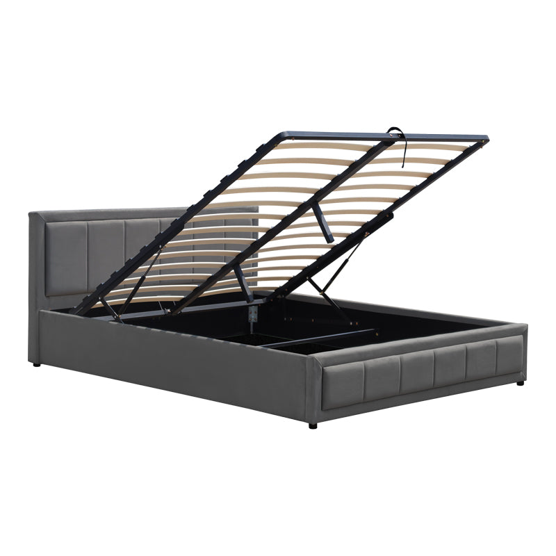 Huga bed with storage space, velvet, anthracite 160x200cm