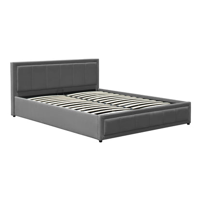 Huga bed with storage space, velvet, anthracite 160x200cm