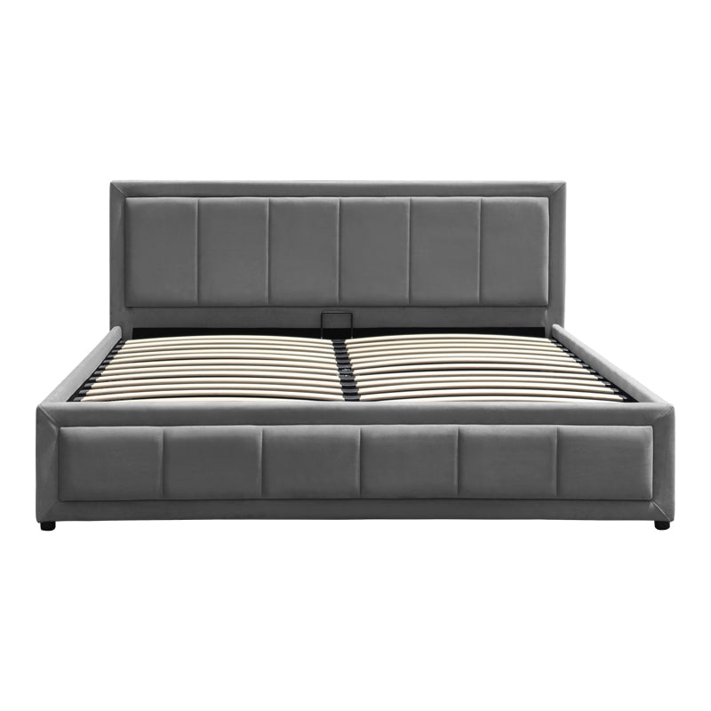 Huga bed with storage space, velvet, anthracite 160x200cm
