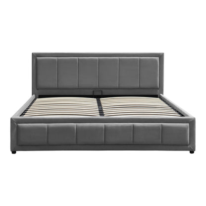 Huga bed with storage space, velvet, anthracite 160x200cm
