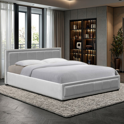 Huga bed with storage space, velvet, grey 160x200cm