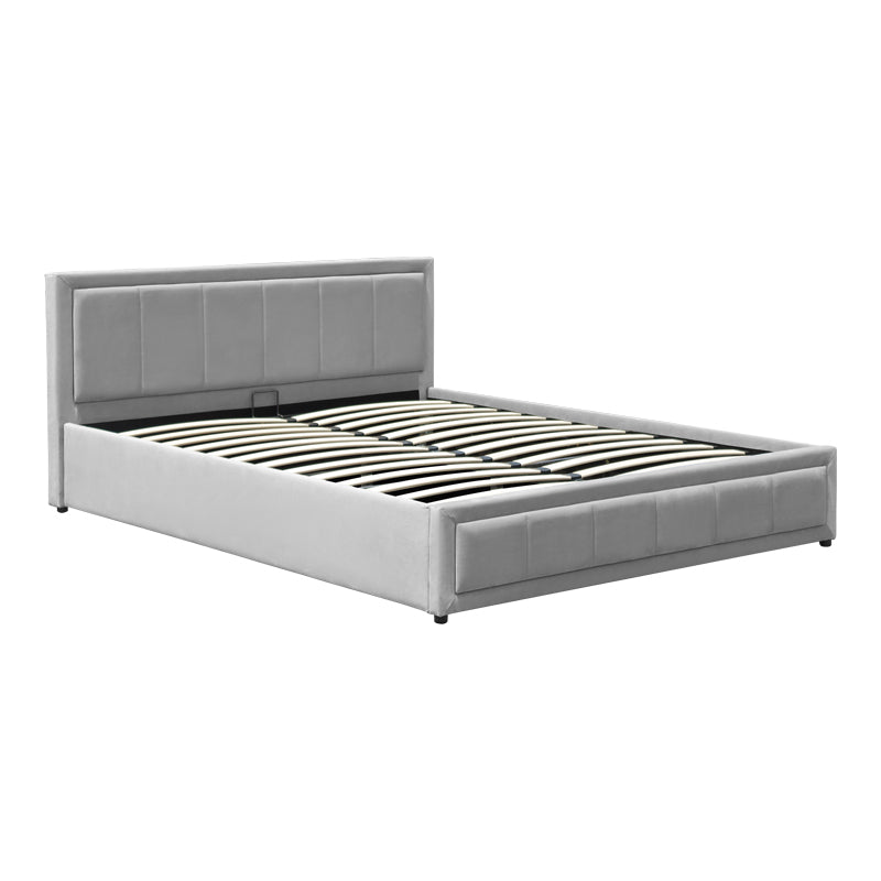Huga bed with storage space, velvet, grey 160x200cm