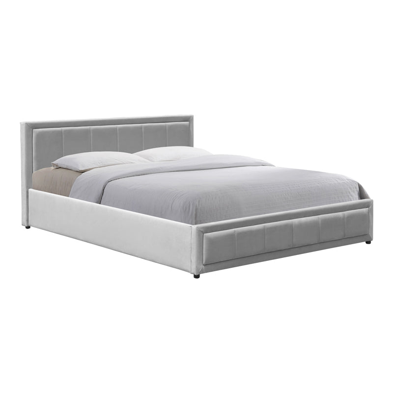Huga bed with storage space, velvet, grey 160x200cm