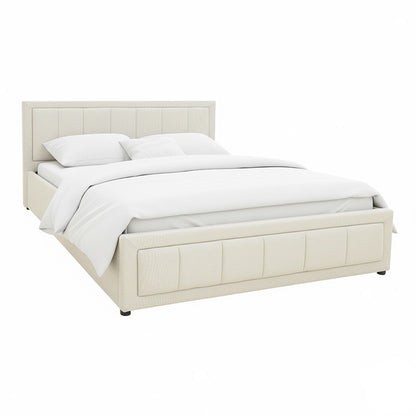 Huga bed with storage space, fabric beige 160x200cm