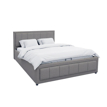 Huga bed with storage space, fabric grey 160x200cm