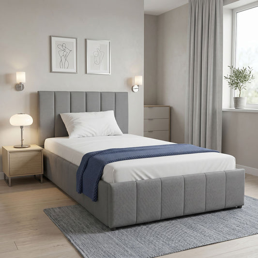 Snuggle  bed with storage space, velvet, anthracite 120x200cm