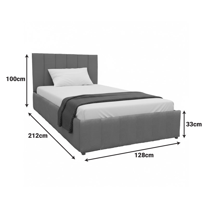 Snuggle  bed with storage space, velvet, grey 120x200cm