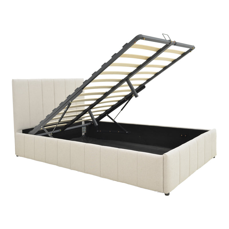 Snuggle  bed with storage space, fabric beige120x200cm