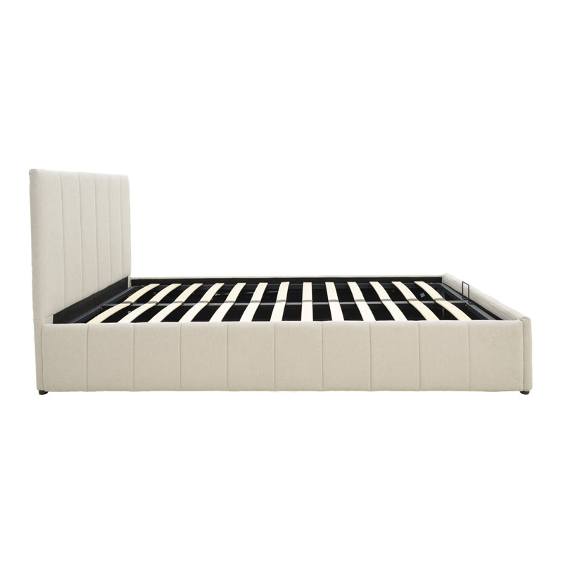 Snuggle  bed with storage space, fabric beige120x200cm