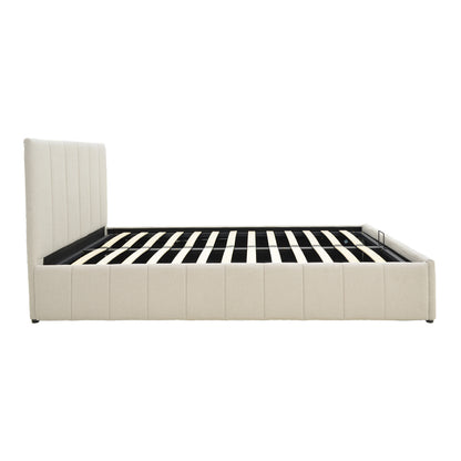Snuggle  bed with storage space, fabric beige120x200cm