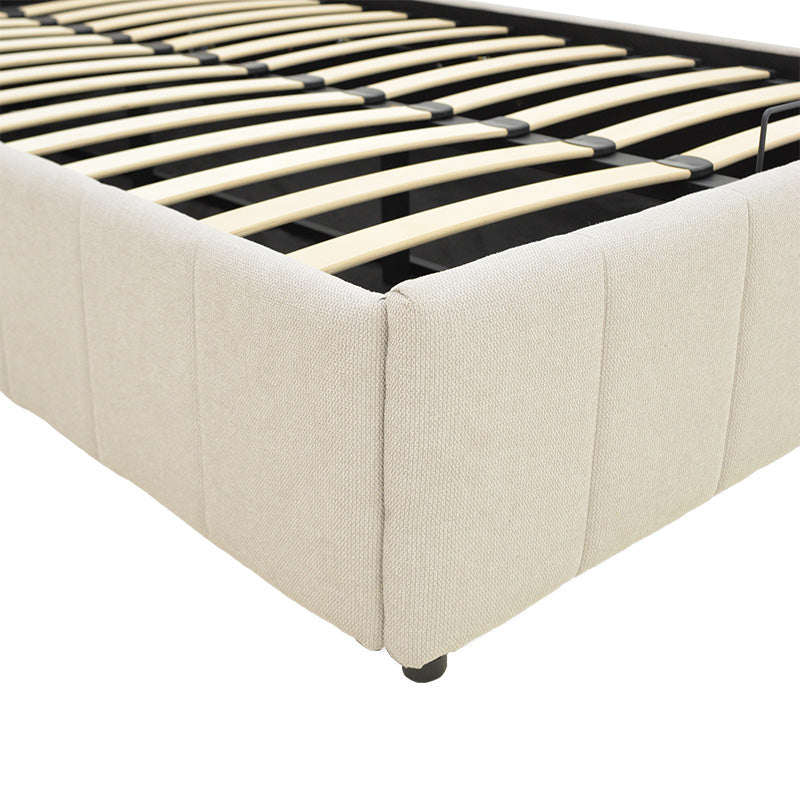 Snuggle  bed with storage space, fabric beige120x200cm