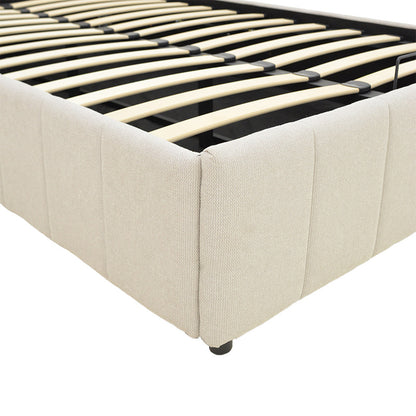 Snuggle  bed with storage space, fabric beige120x200cm