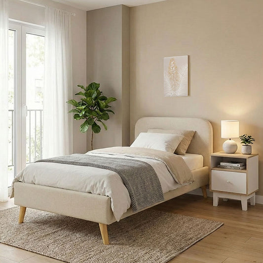 LumiLux bed beige fabric, 100x200cm