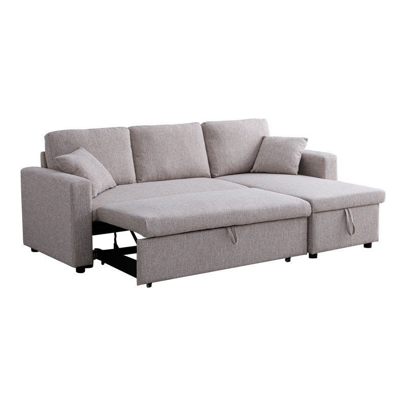 Kamore corner reversible sofa bed with storage space beige fabric 223x146x85cm