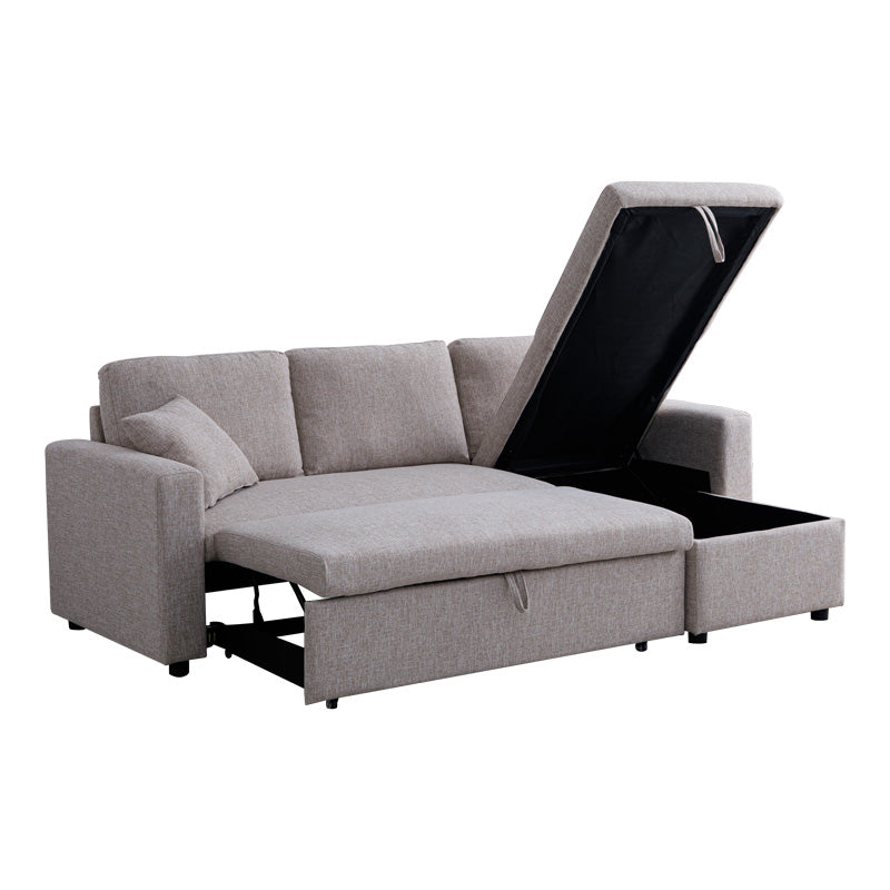 Kamore corner reversible sofa bed with storage space beige fabric 223x146x85cm