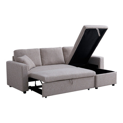 Kamore corner reversible sofa bed with storage space beige fabric 223x146x85cm