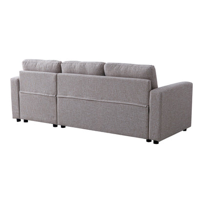 Kamore corner reversible sofa bed with storage space beige fabric 223x146x85cm