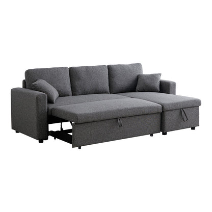 Kamore corner reversible sofa bed with storage space anthracite fabric 223x146x85cm