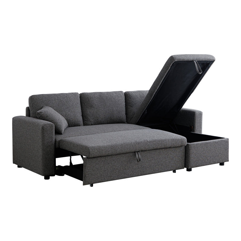 Kamore corner reversible sofa bed with storage space anthracite fabric 223x146x85cm