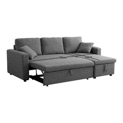 Kamore corner reversible sofa bed with storage space anthracite fabric 223x146x85cm