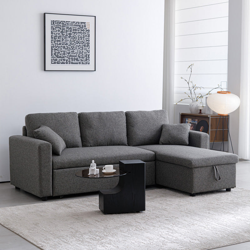 Kamore corner reversible sofa bed with storage space anthracite fabric 223x146x85cm