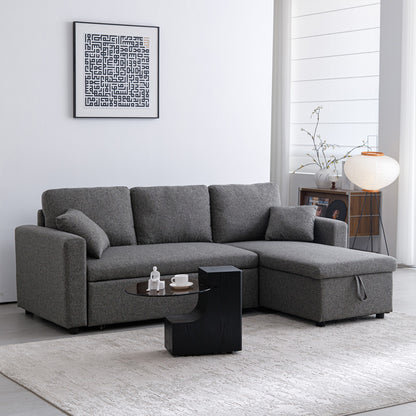 Kamore corner reversible sofa bed with storage space anthracite fabric 223x146x85cm