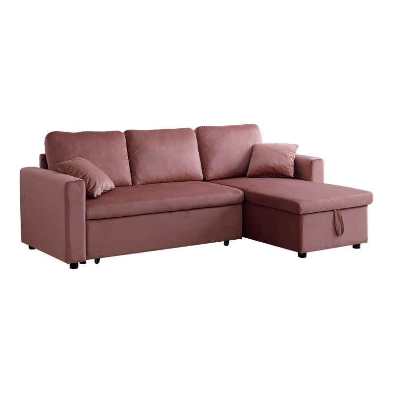 Kamore corner reversible sofa bed with storage space velvet rotten apple 223x146x85cm