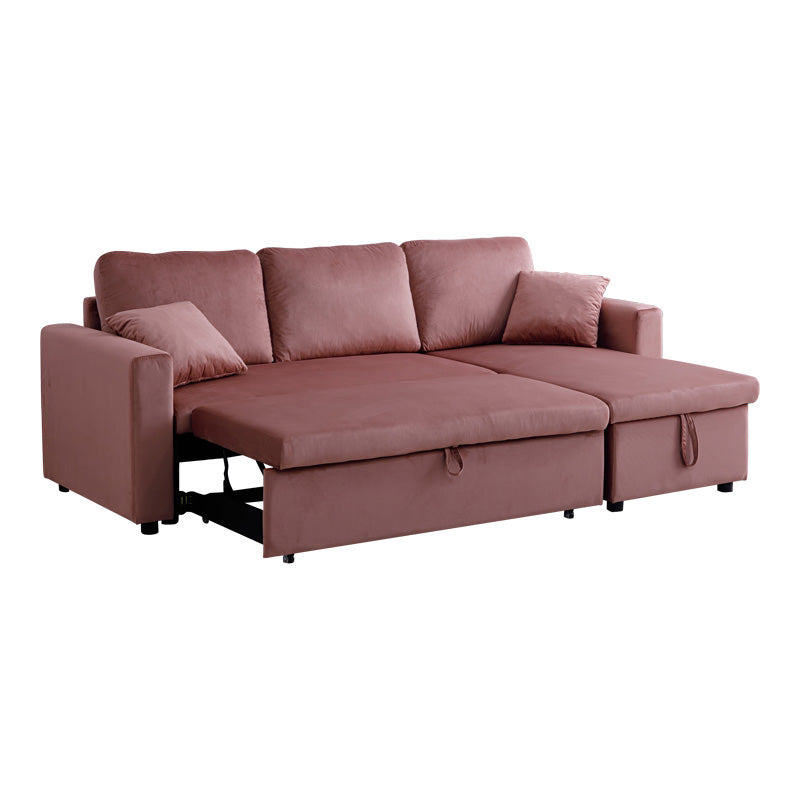 Kamore corner reversible sofa bed with storage space velvet rotten apple 223x146x85cm