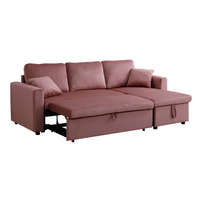 Kamore corner reversible sofa bed with storage space velvet rotten apple 223x146x85cm