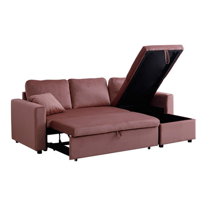 Kamore corner reversible sofa bed with storage space velvet rotten apple 223x146x85cm