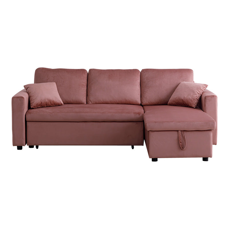 Kamore corner reversible sofa bed with storage space velvet rotten apple 223x146x85cm