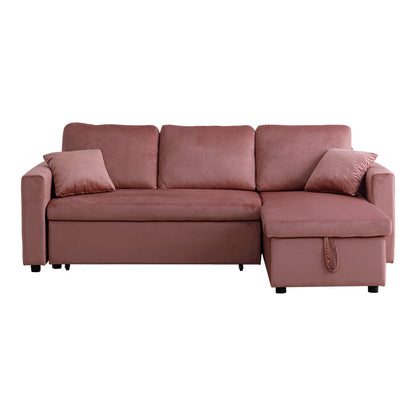 Kamore corner reversible sofa bed with storage space velvet rotten apple 223x146x85cm