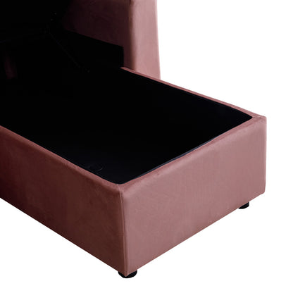 Kamore corner reversible sofa bed with storage space velvet rotten apple 223x146x85cm