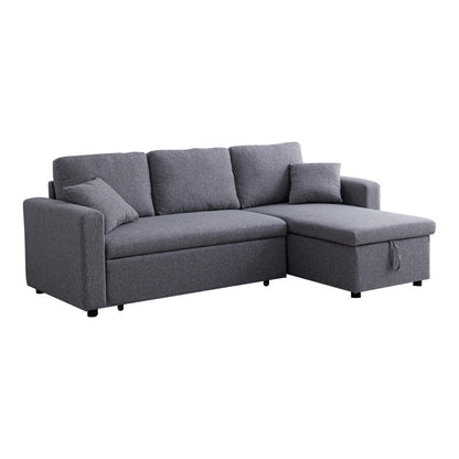 Kamore corner reversible sofa bed with storage space grey fabric 223x146x85cm